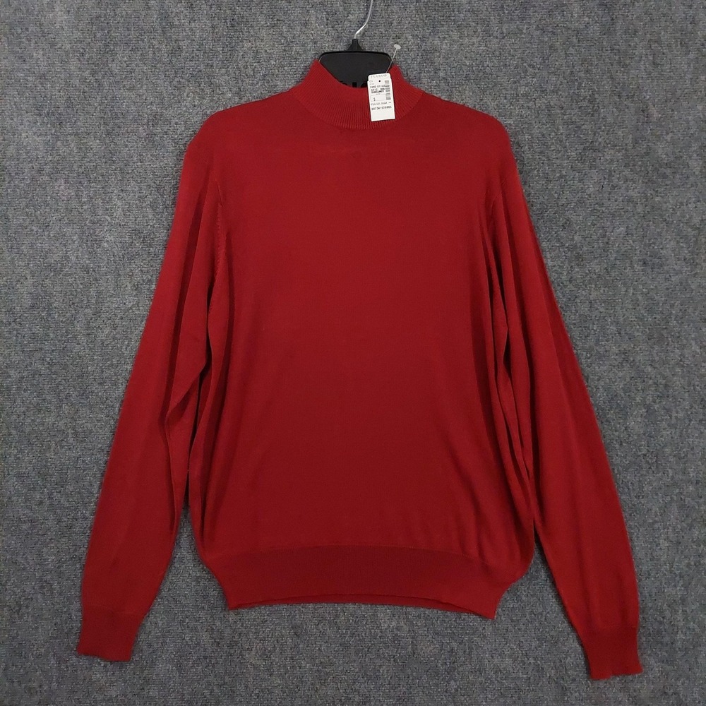 Jos A Bank Sweater Mens Small Burgundy 100% Silk Mock Neck Knit Pullover